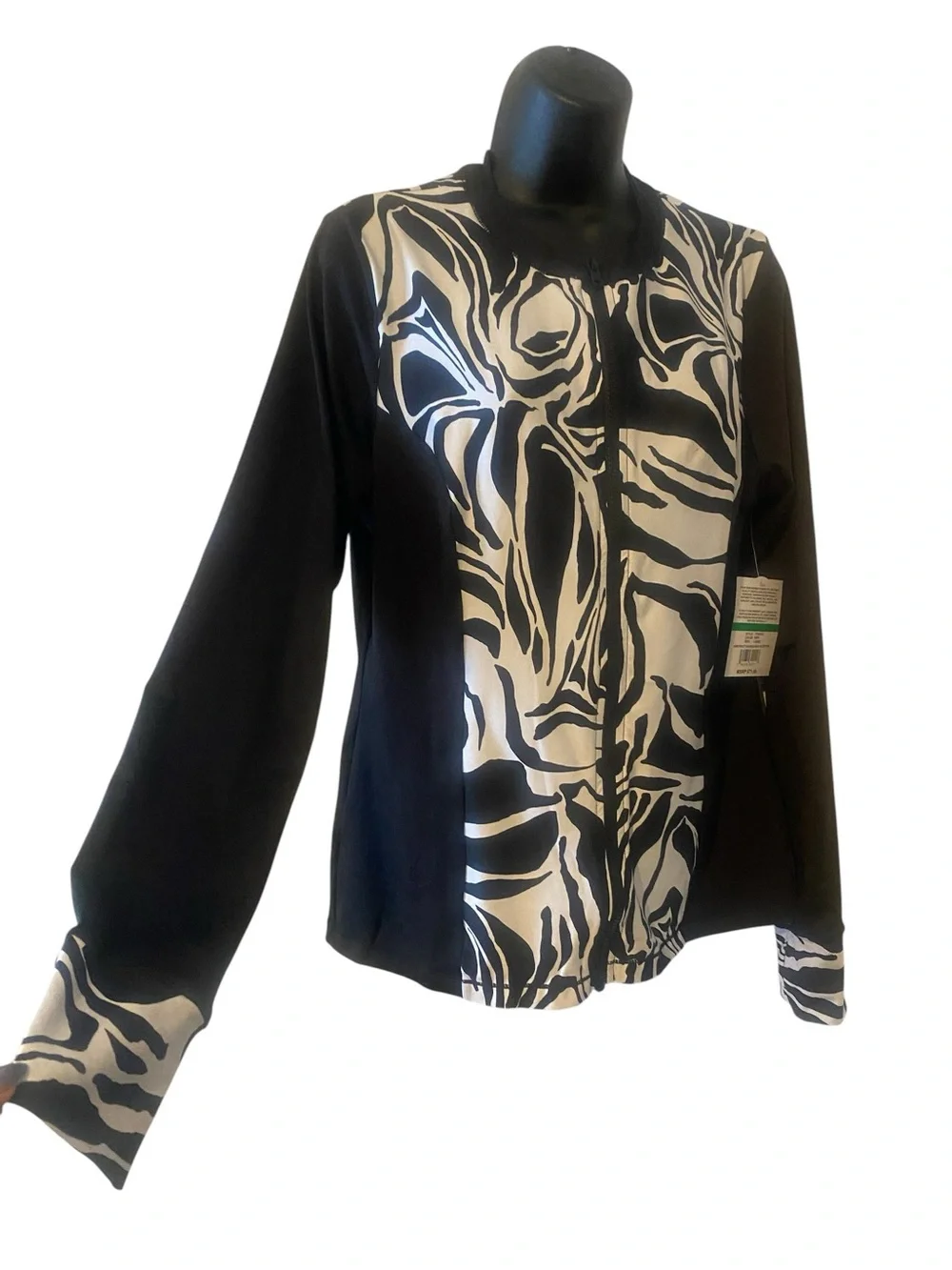 Women's Rash Guard 24th & Ocean Black & White Zip Front Rash Guard UPF 50 NWT L - Picture 5 of 8